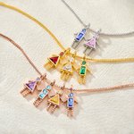 Personalised 1-7 Birthstone Kids Pendant Bracelet Dainty Family Jewellery Birthday Gift for Mum Gran Woman