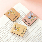 Personalized Birth Flower Fairy Magnetic PU Leather Bookmark Clip with Name Daily Use Reading Accessories Birthday Gift for Book Lovers Bookworms