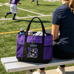 Personalized Sports Photo Large Tote Bag with Name Number Text and Mesh Pockets Daily Use Travel Birthday Gift for Women Sports Lovers
