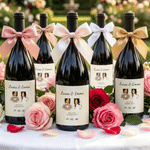 Personalized Watercolour Couple Childhood Photo Wine Bottle Stickers Labels with Name and Date Engagement Wedding Party Favor for Newlyweds Couples