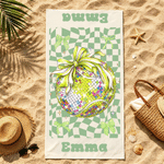 Personalised Plaid Ball Soft Quick Dry Beach Towel with Name Holiday Beach Party Game Day Gift for Girl Sports Lover