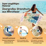 Personalisiertes Strandtuch mit Blumenmuster und Namen | mit Magnetverschluss | schnelltrocknend und groß | Sommergeschenk für Freunde und Familie
