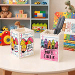 Personalized Apple Pencil Building Blocks Brick Pen Holder with Name Daily Use Desk Decor Teacher's Day Gift for Teacher Educator