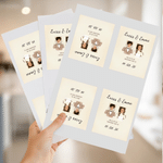 Personalized Watercolour Couple Childhood Photo Wine Bottle Stickers Labels with Name and Date Engagement Wedding Party Favor for Newlyweds Couples