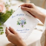 Personalized Imitation Embroidery Style Wedding Bouquet 100% Cotton Handkerchief with Names Wedding Anniversary Gift for Mom Dad Newlywed