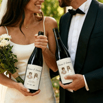 Personalized Watercolour Couple Childhood Photo Wine Bottle Stickers Labels with Name and Date Engagement Wedding Party Favor for Newlyweds Couples