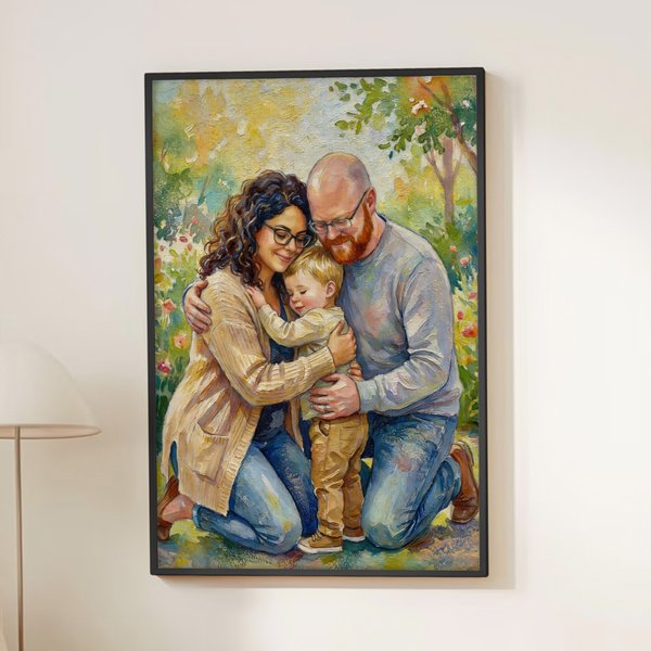 Personalized Oil Painting Style Photo Canvas Prints Housewarming Birthday Anniversary Gift for Family Friend