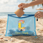 Personalized Waterproof Pencil Initial Mesh Zipper Pouch Beach Bag with NameBack to School Summer Pool Teacher's Day Gift for Teacher Educator
