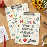 Personalised Teacher Theme Acrylic Clipboard with Name and Text School Supplies Teacher Appreciation Week Teacher's Day Gift for Teacher
