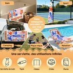 Serviette de plage magnétique personnalisée avec nom et motif - Cadeau d'anniversaire pour la famille et les amis