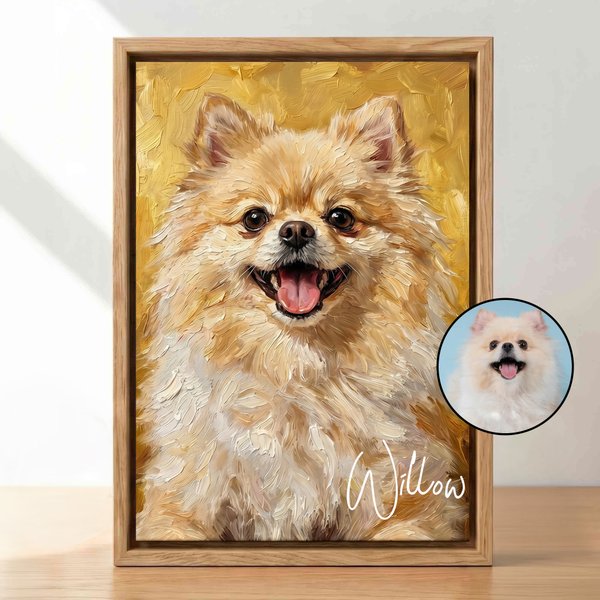Personalised Modern Painting Texture Style Pet Photo Canvas Prints with Name Warm Minimalist Home Decor Birthday Gift for Pet Lovers