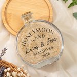 Personalised Glass Honeymoon Memory Keepsake Sand Jar with Name and Date Wedding Vacation Gift for Couples Bride Groom