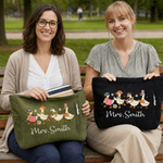 Personalised Retro Silly Geese Large Corduroy Tote Bag with Zipper and Text Daily Use Birthday Teachers' Day Gift for Teacher