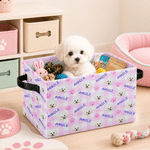 Personalised Multicolour Plaid Cute Pet Photo Design Reusable Storage Basket with Name Daily Use Birthday Gift for Pet Owner