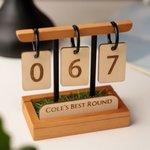 Personalized Best Golf Score Grass Base Wooden Golf Score Display Stand with Name and Scoreboard Game Day Birthday Gift for Golfers Golf Lovers