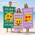 Personalised Multicolour Playful emoji Soft Quick Dry Beach Towel with Name Holiday Party Beach Trip Gift for Friends Kids Family | Callie × emoji ™