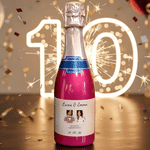 Personalized Watercolour Couple Childhood Photo Wine Bottle Stickers Labels with Name and Date Engagement Wedding Party Favor for Newlyweds Couples