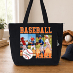 Personalised Baseball Mum 4 Photos Collage Classic Corduroy Tote Bag with Name and Title Daily Use Shopping Game Day Gift for Mum Gran