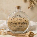Personalised Glass Honeymoon Memory Keepsake Sand Jar with Name and Date Wedding Vacation Gift for Couples Bride Groom