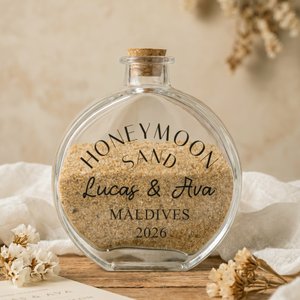 Barattolo di vetro personalizzato per conservare i ricordi della luna di miele, con nome e data: regalo di nozze per coppie, sposi e spose