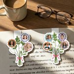 Personalized 1-7 Photo Flower Bouquet Magnetic Bookmark Clip Birthday Gift for Grandma Bookworms Reading Lovers