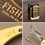 Gepersonaliseerde houten opbergdoos met naam en realistisch kunstaas verjaardagscadeau of Vaderdagcadeau voor papa echtgenoot en visliefhebbers