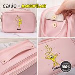 Personalised Cute Long-Tailed Leopard Marsupilami Large PU Leather Makeup Bag with Makeup Brush Holder Birthday Gift for Women | Callie × Marsupilami®