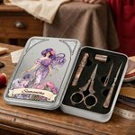 Kit di strumenti per cucire personalizzato Retro Birth Flower 6 pezzi con nome Uso quotidiano Compleanno Regalo per la festa della mamma per la mamma amica amante del cucito