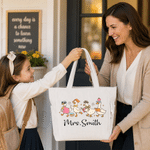 Personalised Retro Silly Geese Large Corduroy Tote Bag with Zipper and Text Daily Use Birthday Teachers' Day Gift for Teacher