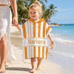 Personalised Multicolour Stripe Soft Quick Dry Hooded Beach Towel with Name Beach Party Summer Holiday Gift for Kids