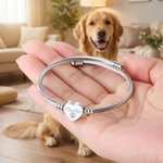 Personalised Pet Paw Print Heart Charm Adjustable Bracelet with Name Daily Wear Dainty Jewellery Memorial Anniversary Gift for Pet Owners