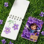 Personalised Colourful Cartoon Character Birth Flower Notebook with Name Daily Use Back to School Birthday Gift for Student