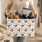 Personalised Multicolour Plaid Cute Pet Photo Design Reusable Storage Basket with Name Daily Use Birthday Gift for Pet Owner