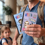 Personalized Multicolour Cartoon Character Travel Theme PU Leather Passport Holder with Name Birthday Graduation Gift for Family Friends