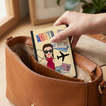 Personalized Multicolour Cartoon Character Travel Theme PU Leather Passport Holder with Name Birthday Graduation Gift for Family Friends