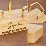 Personalised Name and Position Design Minimalist Wooden Card Holder Office Desk Decor Business Birthday Gift for Officer Colleague