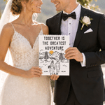 Personalized Black and White Line Outdoor Wedding Building Brick Puzzle with Name and Date Home Decor Wedding Gift for Couple Friends