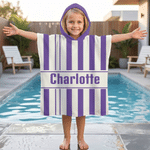 Personalised Multicolour Stripe Soft Quick Dry Hooded Beach Towel with Name Beach Party Summer Holiday Gift for Kids