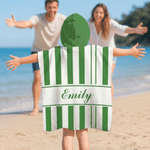 Personalised Multicolour Stripe Soft Quick Dry Hooded Beach Towel with Name Beach Party Summer Holiday Gift for Kids
