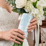Personalised Embroidered Initial Wedding Bouquet Wrap with Wedding Date and 1 Piece Pearl Pin Bridal Bouquet Decor Wedding Gift for Bride