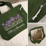 Personalised Birth Flower Thank You for Helping Me Grow Large Capacity Tote Bag with Name Daily Use Birthday Gift for Teacher