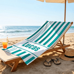 Personalised Multicolour Stripe Name Quick Dry Microfiber Beach Towel and Drawstring Bag Set Vacation Birthday Gift for Family Friends
