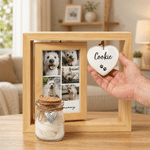 Cadre photo commémoratif personnalisé en bois pour animal de compagnie, avec pot à poils, nom et texte – Décoration d'intérieur – Cadeau de condoléances pour la perte d'un animal de compagnie, destiné