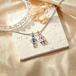 Personalised 1-7 Birthstone Kids Pendant Bracelet Dainty Family Jewellery Birthday Gift for Mum Gran Woman