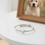 Personalised Pet Paw Print Heart Charm Adjustable Bracelet with Name Daily Wear Dainty Jewellery Memorial Anniversary Gift for Pet Owners