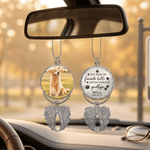 Personalised Angel Wings Heart Photo Paw Print Car Hanging Accessory with Name and Date Loss of Pet Memorial Gift for Dog Cat Owner