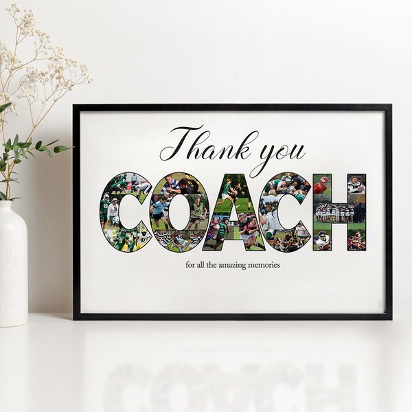 Toile personnalisé avec photos et texte - Cadeau de retraite ou d'anniversaire pour entraîneur