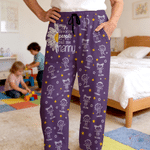 Personalised Line Art Cartoon Kid Character Soft Skin-Friendly Pyjama Bottoms with 1-16 Names and Nickname Daily Use Birthday Gift for Dad Mum