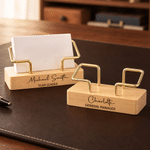 Personalised Name and Position Design Minimalist Wooden Card Holder Office Desk Decor Business Birthday Gift for Officer Colleague