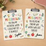 Personalised Teacher Theme Acrylic Clipboard with Name and Text School Supplies Teacher Appreciation Week Teacher's Day Gift for Teacher
